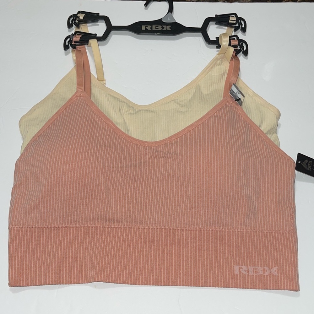 RBX 2 Pack Seamless Ribbed Sport Bra Wireless & Removable Pads Size Large. NWT - Picture 4 of 9
